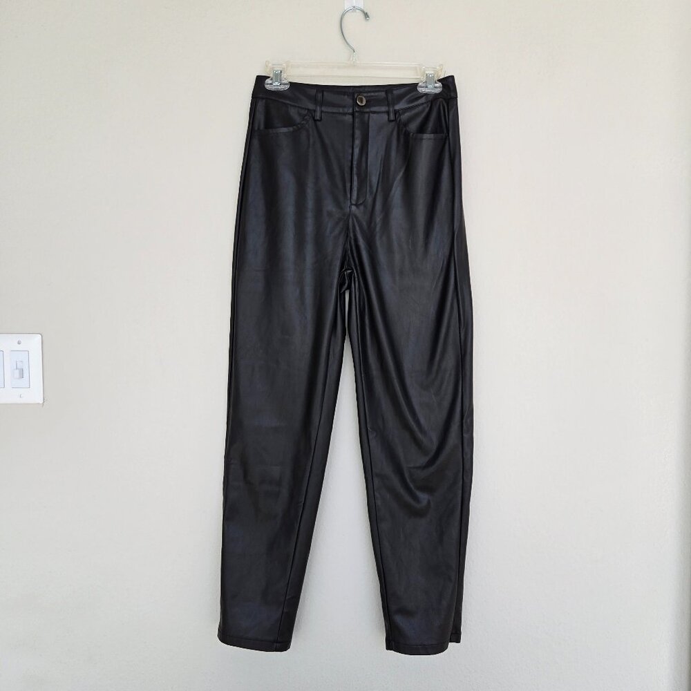 Uknown brand, faux leather jeans.